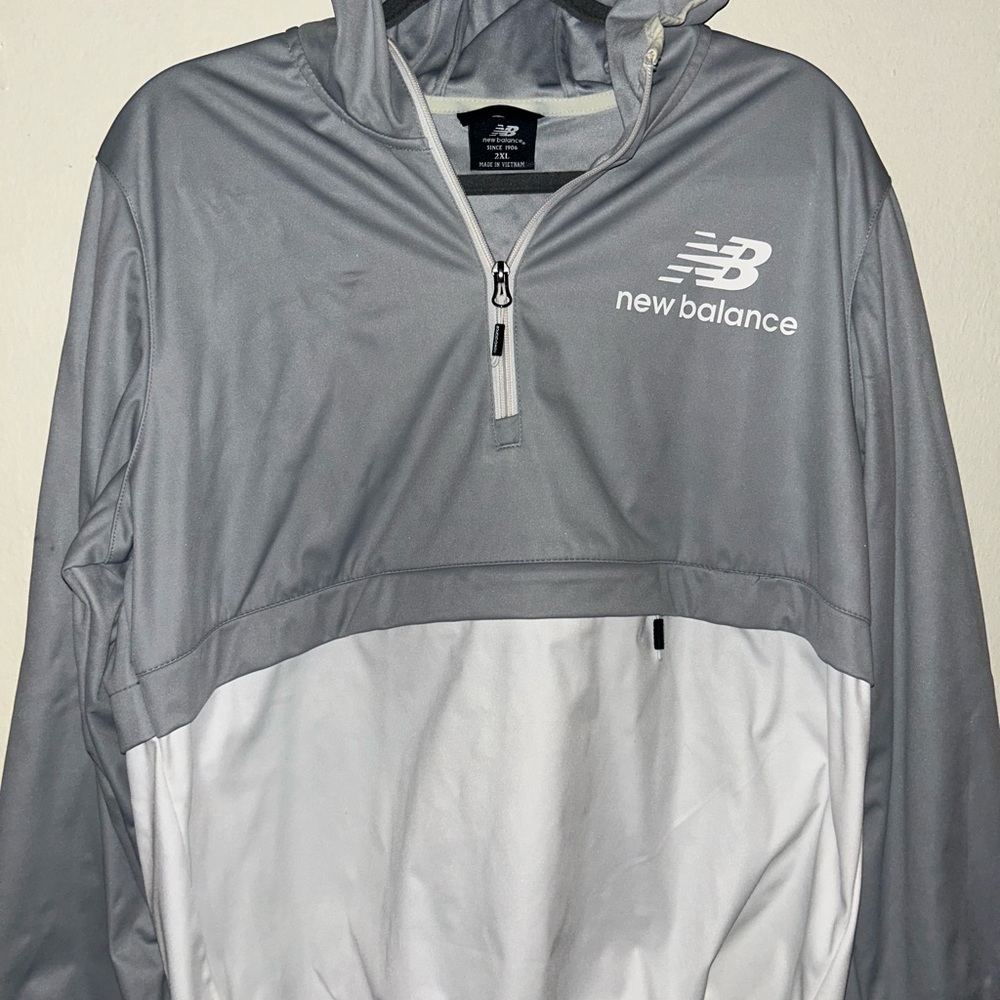 New Balance Light Gray and White Half-Zip windbreaker